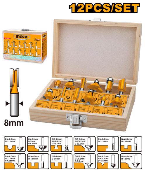AKRT1211 12 PCS ROUTER BIT SET 8MM