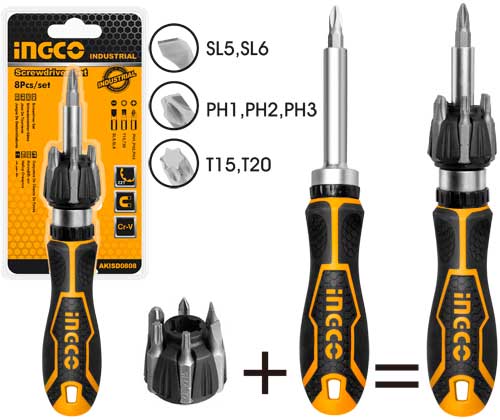 AKISD0808 8 PCS RATCHET SCREWDRIVER SET