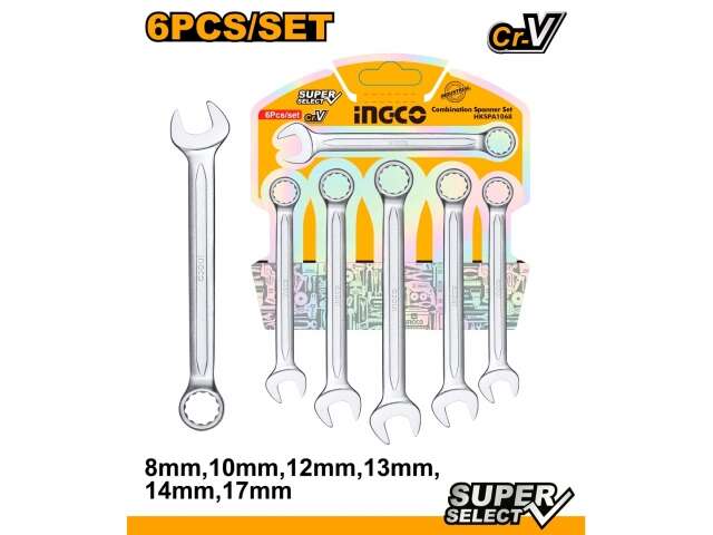 HKSPA1068 6 PCS COMBINATION SPANNER SET 8-17MM