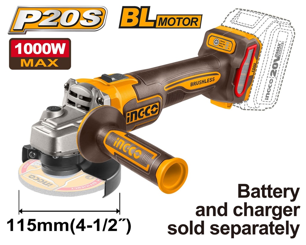 CAGLI27153 CORDLESS LITHIUM-ION ANGLE GRINDER 20V