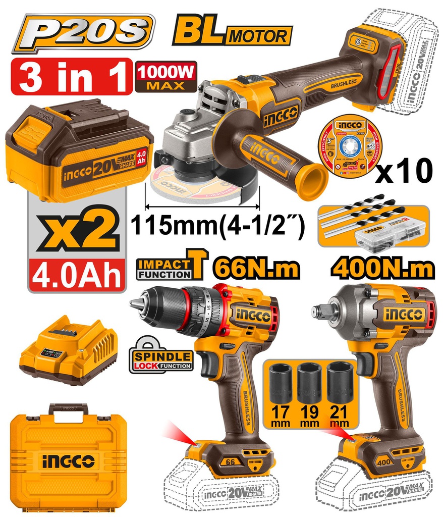 COSLI241291 CORDLESS 3PCS COMBO KIT